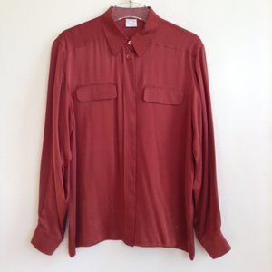 Vintage Bogner Silk Rust/Brick Red Blouse 38 8 M